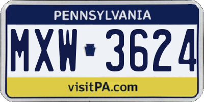 PA license plate MXW3624