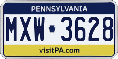 PA license plate MXW3628