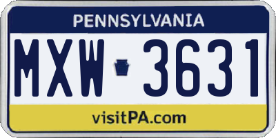 PA license plate MXW3631