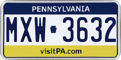 PA license plate MXW3632