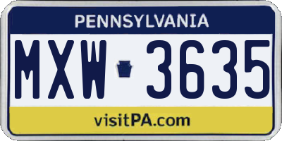 PA license plate MXW3635