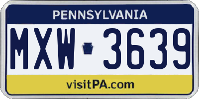 PA license plate MXW3639