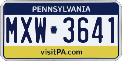 PA license plate MXW3641
