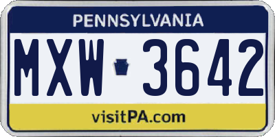 PA license plate MXW3642