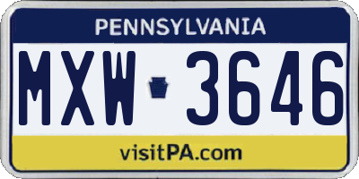 PA license plate MXW3646