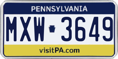 PA license plate MXW3649