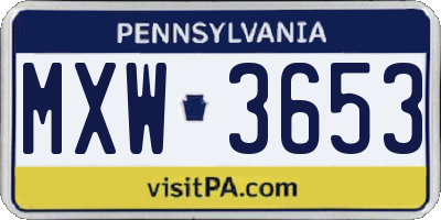 PA license plate MXW3653