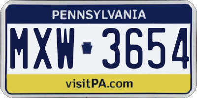 PA license plate MXW3654