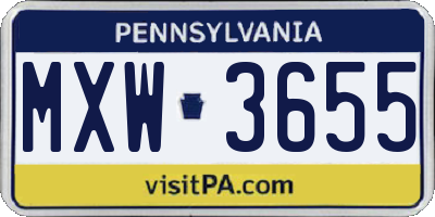 PA license plate MXW3655