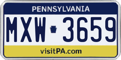 PA license plate MXW3659