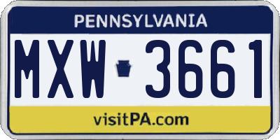 PA license plate MXW3661