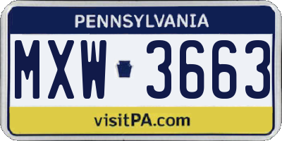 PA license plate MXW3663