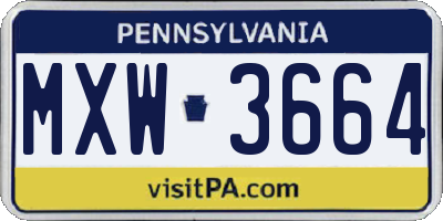 PA license plate MXW3664