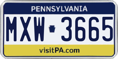 PA license plate MXW3665