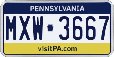 PA license plate MXW3667