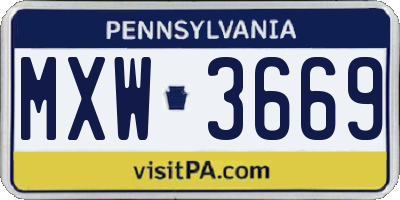 PA license plate MXW3669