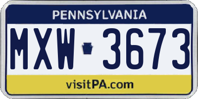 PA license plate MXW3673