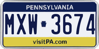 PA license plate MXW3674