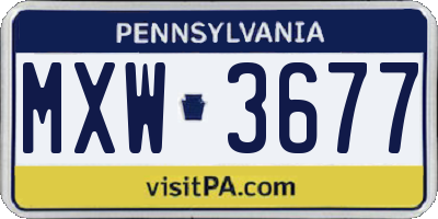 PA license plate MXW3677