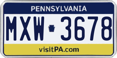 PA license plate MXW3678