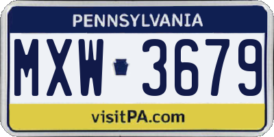 PA license plate MXW3679