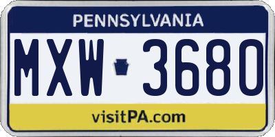 PA license plate MXW3680