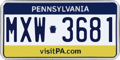 PA license plate MXW3681