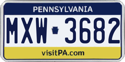 PA license plate MXW3682