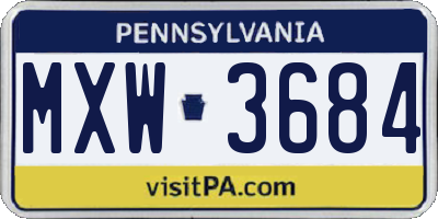 PA license plate MXW3684