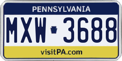 PA license plate MXW3688