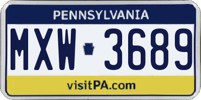 PA license plate MXW3689