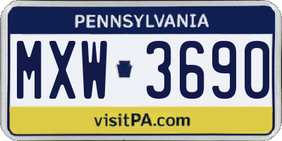 PA license plate MXW3690