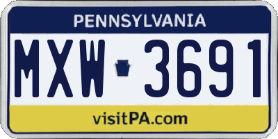 PA license plate MXW3691