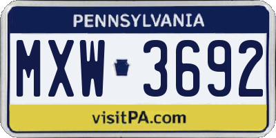 PA license plate MXW3692