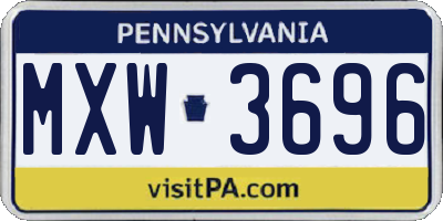 PA license plate MXW3696