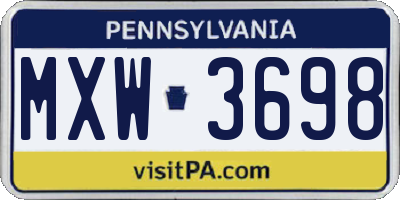 PA license plate MXW3698
