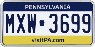 PA license plate MXW3699