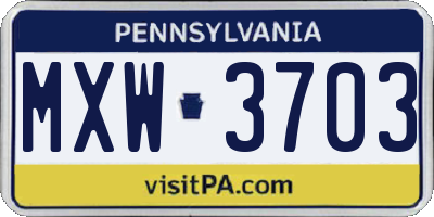 PA license plate MXW3703