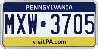 PA license plate MXW3705