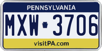 PA license plate MXW3706