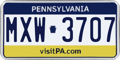 PA license plate MXW3707