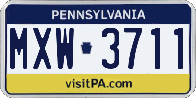 PA license plate MXW3711