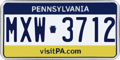 PA license plate MXW3712