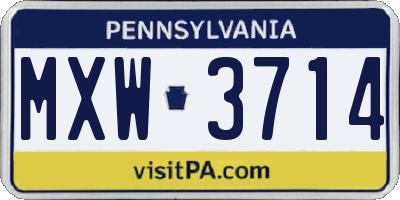 PA license plate MXW3714