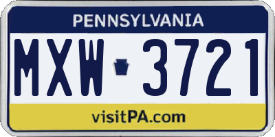PA license plate MXW3721