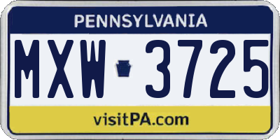 PA license plate MXW3725