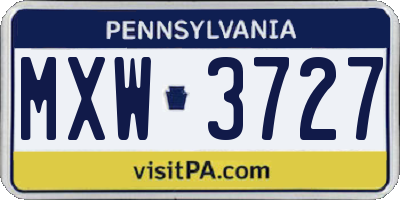 PA license plate MXW3727