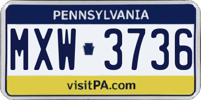 PA license plate MXW3736