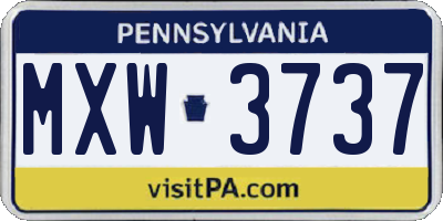 PA license plate MXW3737
