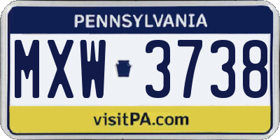 PA license plate MXW3738